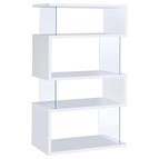 Coaster Furniture Emelle 800300 63-inch 4-shelf Glass Panel Bookshelf - White
