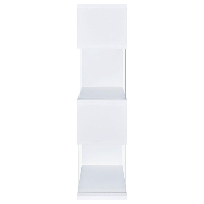 Large Picture of Coaster Furniture Emelle 800300 63-inch 4-shelf Glass Panel Bookshelf - White