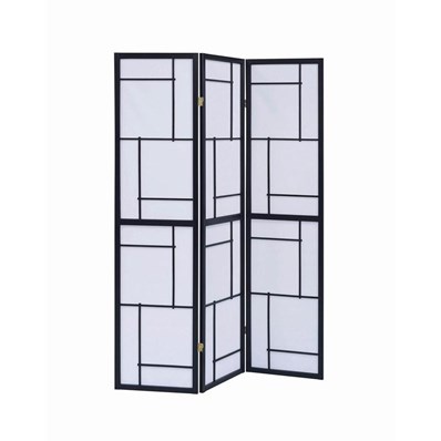 Coaster Furniture Damis 900102 3-Panel Room Divider Folding Shoji Screen - Black