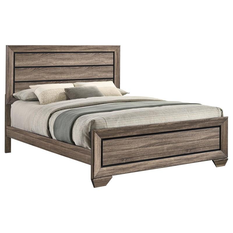 Large Picture of Coaster Furniture Kauffman 204191Q Wood Queen Panel Bed - Washed Taupe