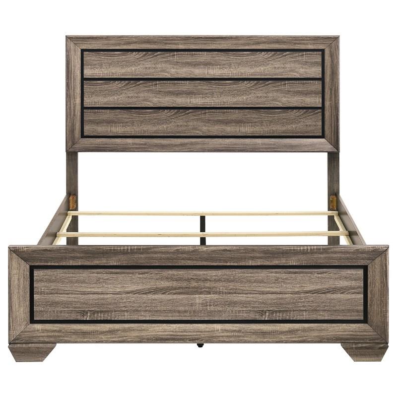 Large Picture of Coaster Furniture Kauffman 204191Q Wood Queen Panel Bed - Washed Taupe