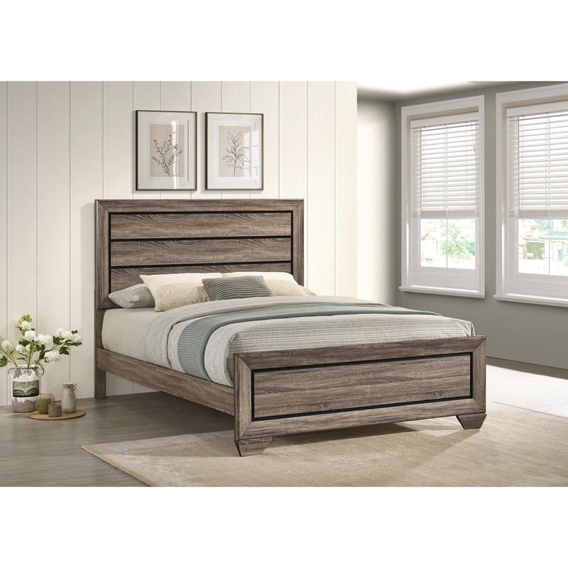 Large Picture of Coaster Furniture Kauffman 204191Q Wood Queen Panel Bed - Washed Taupe