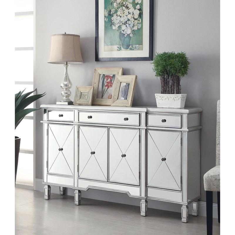 Large Picture of Coaster Furniture Aconitum 102595 4-door Mirrored Storage Accent Cabinet - Silver