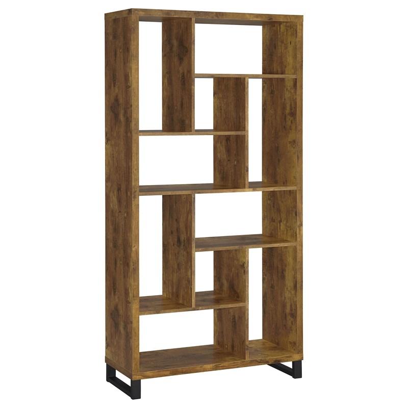 Large Picture of Coaster Furniture Delwin 801236 71-inch 6-shelf Bookshelf - Rustic Nutmeg