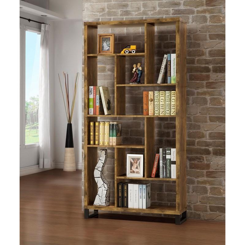Large Picture of Coaster Furniture Delwin 801236 71-inch 6-shelf Bookshelf - Rustic Nutmeg