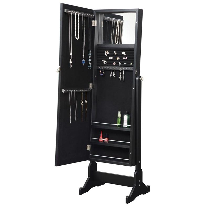 Large Picture of Coaster Furniture Cortez 901828 Cheval Mirror with Jewelry Storage - Black