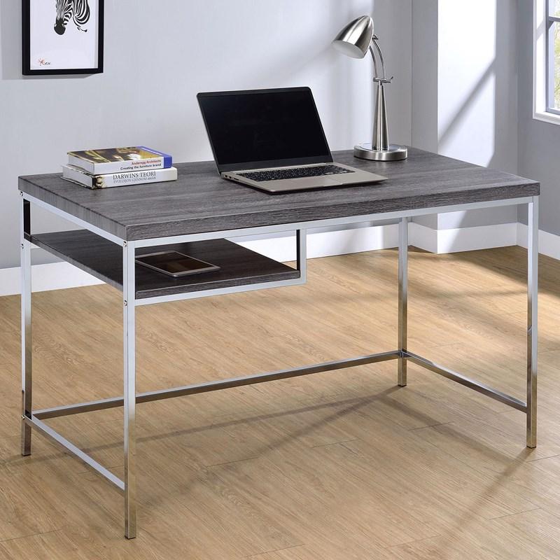 Large Picture of Coaster Furniture Kravitz 801271 47-inch 1-shelf Writing Desk - Weathered Grey
