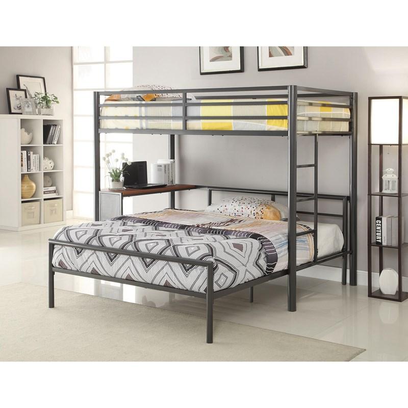 Large Picture of Coaster Furniture Fisher 460229 Twin Workstation Loft Bed - Gunmetal