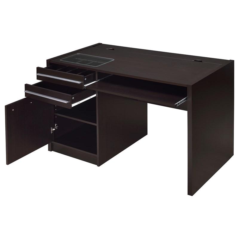 Large Picture of Coaster Furniture Halston 800702 47-inch 2-Drawer Office Desk with Cabinet - Cappuccino