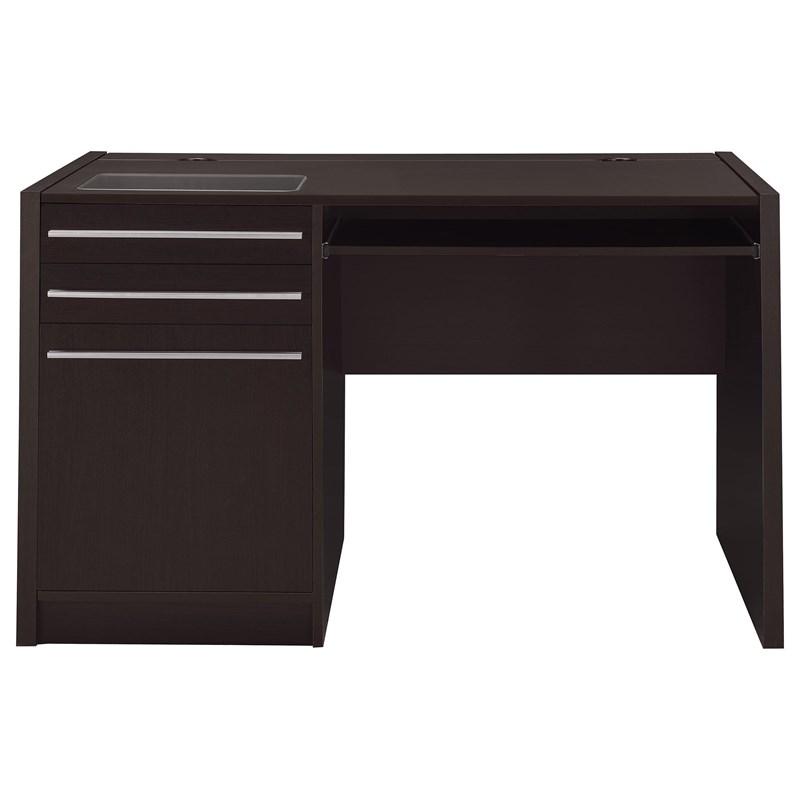 Large Picture of Coaster Furniture Halston 800702 47-inch 2-Drawer Office Desk with Cabinet - Cappuccino