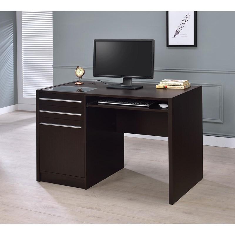 Large Picture of Coaster Furniture Halston 800702 47-inch 2-Drawer Office Desk with Cabinet - Cappuccino