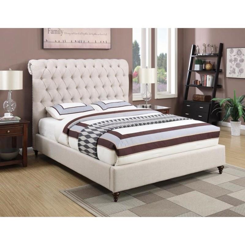 Large Picture of Coaster Furniture Devon 300525KE 57-inch Upholstered Eastern King Panel Bed - Beige