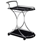 Coaster Furniture Elfman 910001 2-tier Glass Shelf Metal Bar Cart - Black and Chrome