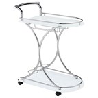 Coaster Furniture Elfman 910002 2-tier Glass Shelf Metal Bar Cart - White and Chrome