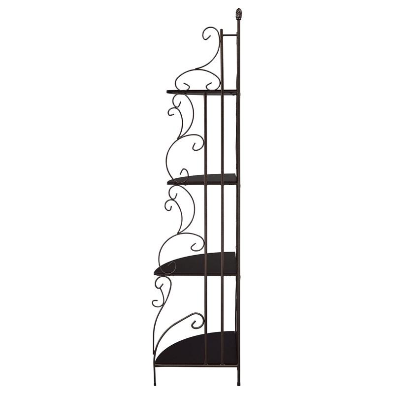 Large Picture of Coaster Furniture Poppy 910038 74-inch 4-shelf Corner Bookshelf - Copper and Cappuccino