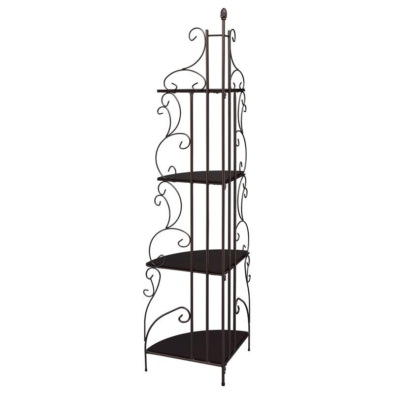 Large Picture of Coaster Furniture Poppy 910038 74-inch 4-shelf Corner Bookshelf - Copper and Cappuccino