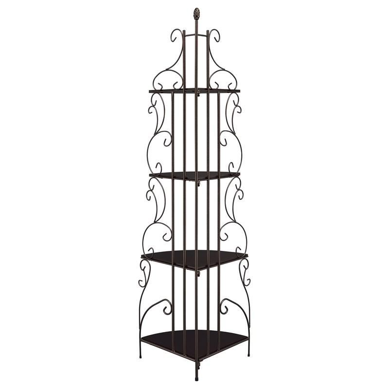 Large Picture of Coaster Furniture Poppy 910038 74-inch 4-shelf Corner Bookshelf - Copper and Cappuccino