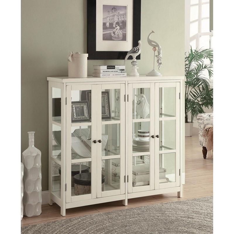 Large Picture of Coaster Furniture Sable 950306 4-door Wood Accent Storage Display Cabinet - Off White