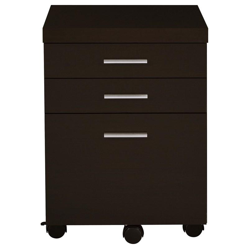 Large Picture of Coaster Furniture Skylar 800894 3-Drawer Home Office Mobile File Cabinet - Cappuccino