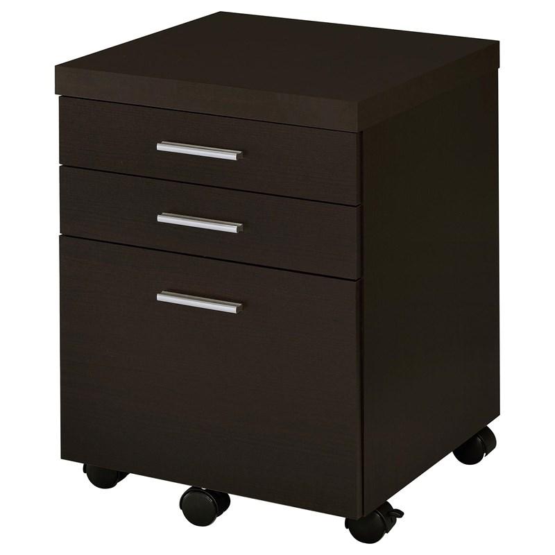 Large Picture of Coaster Furniture Skylar 800894 3-Drawer Home Office Mobile File Cabinet - Cappuccino
