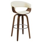 Coaster Furniture Zion 100206 Upholstered Swivel Bar Stool - Walnut and Ecru