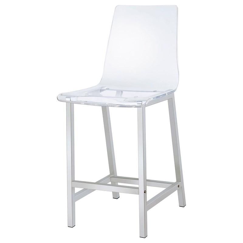 Large Picture of Coaster Furniture Juelia 100265 Clear Acrylic Counter Chair - Chrome