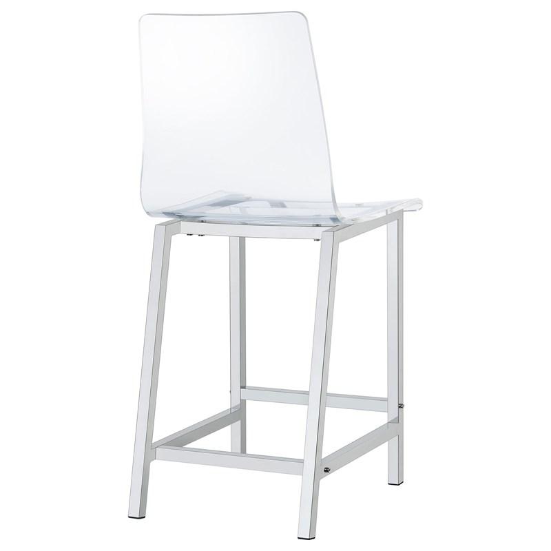 Large Picture of Coaster Furniture Juelia 100265 Clear Acrylic Counter Chair - Chrome