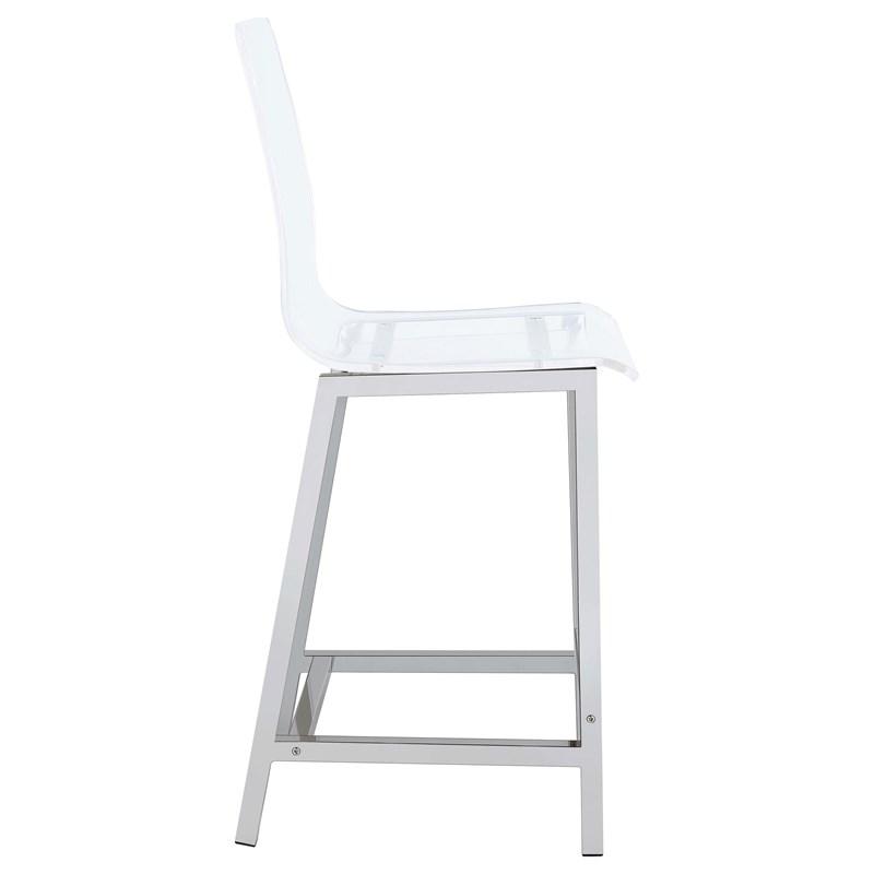 Large Picture of Coaster Furniture Juelia 100265 Clear Acrylic Counter Chair - Chrome
