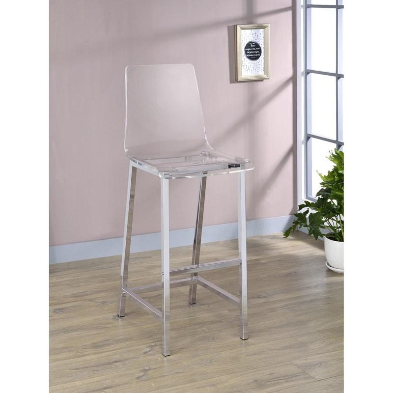 Large Picture of Coaster Furniture Juelia 100295 Clear Acrylic Bar Chair - Chrome