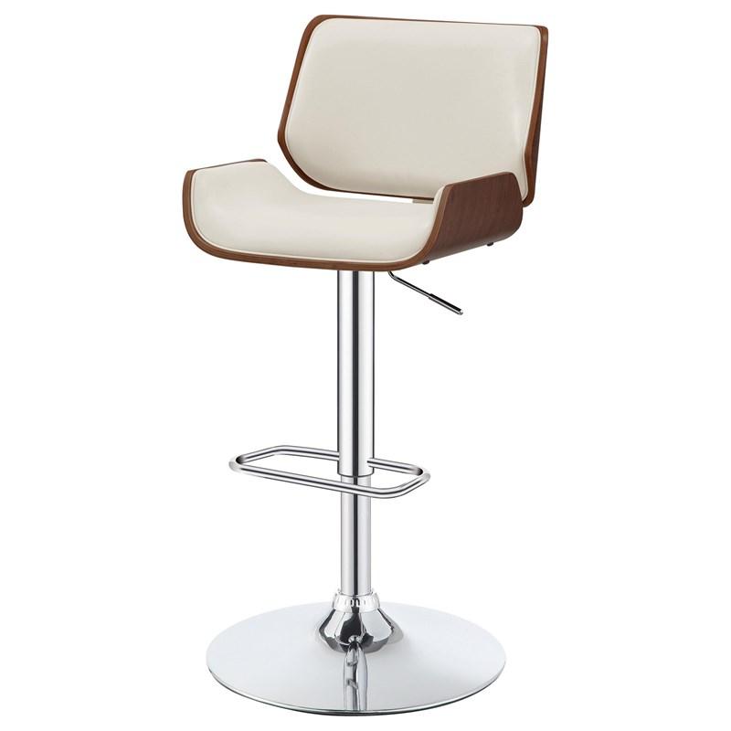 Large Picture of Coaster Furniture Folsom 130503 Upholstered Adjustable Bar Stool - Ecru and Chrome