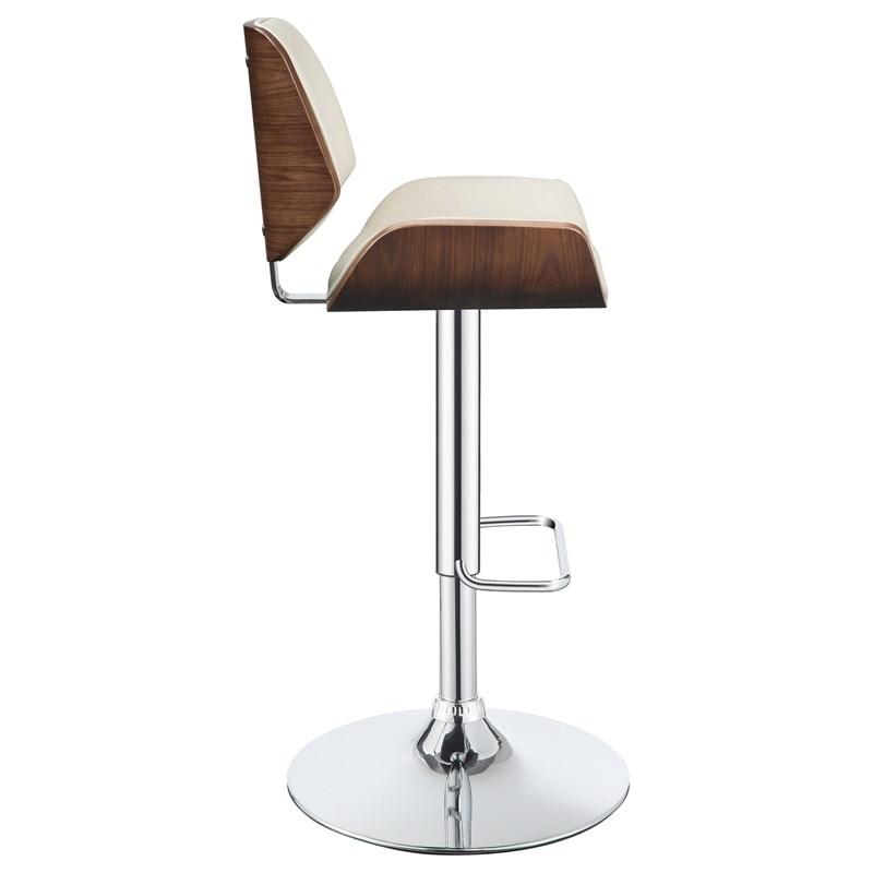 Large Picture of Coaster Furniture Folsom 130503 Upholstered Adjustable Bar Stool - Ecru and Chrome