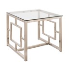 Coaster Furniture Merced 703737 Square Glass Top Side End Table - Nickel