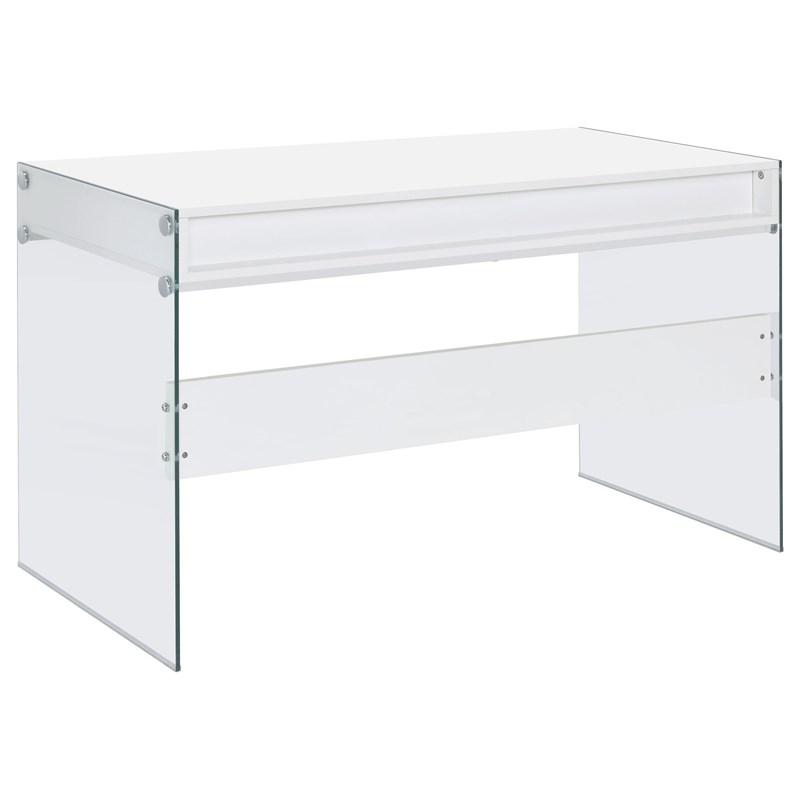 Large Picture of Coaster Furniture Dobrev 800829 48-inch 2-Drawer Writing Desk - White High Gloss