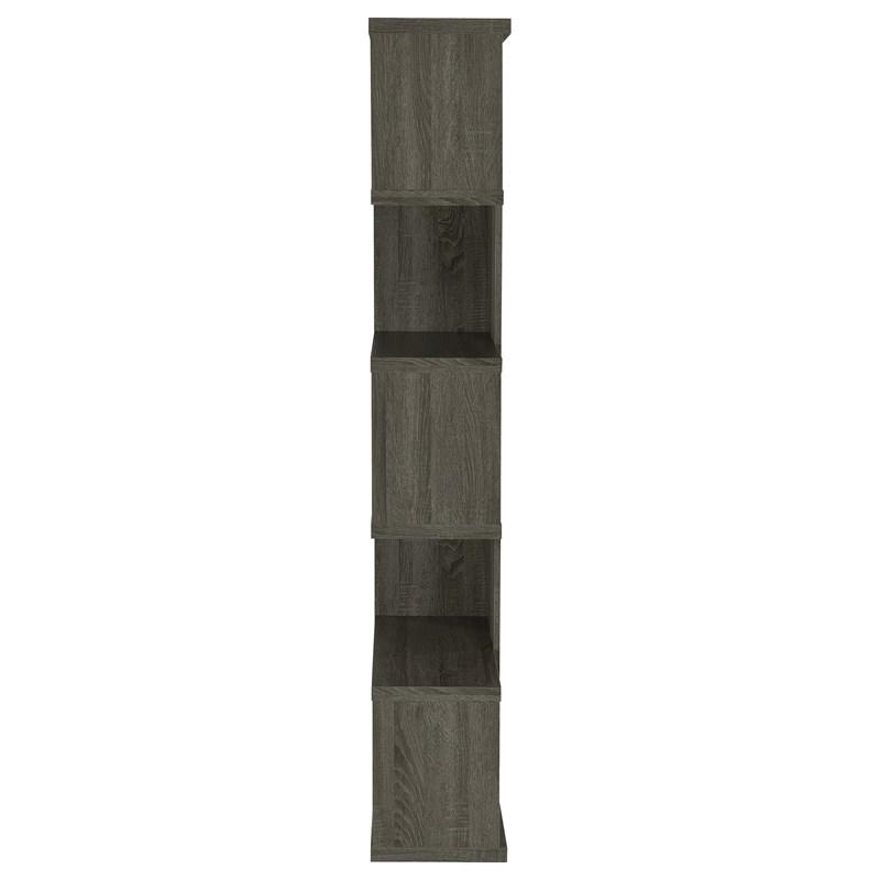 Large Picture of Coaster Furniture Joey 800552 71-inch 5-shelf Bookshelf - Weathered Grey