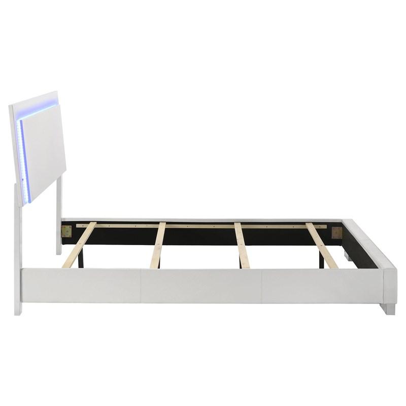 Large Picture of Coaster Furniture Felicity 203500Q Wood Queen LED Panel Bed - White High Gloss
