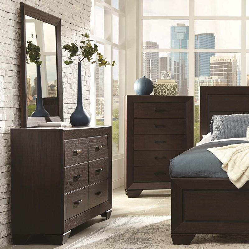 Large Picture of Coaster Furniture Kauffman 204394 Dresser Mirror - Dark Cocoa