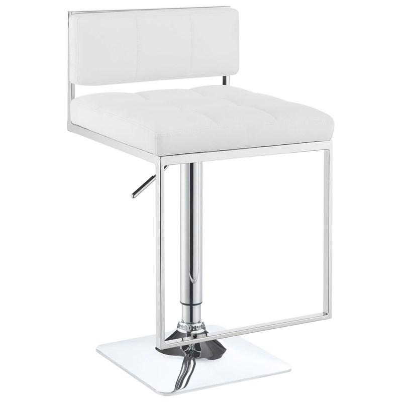 Large Picture of Coaster Furniture Alameda 100193 Adjustable Bar Stool - Chrome and White