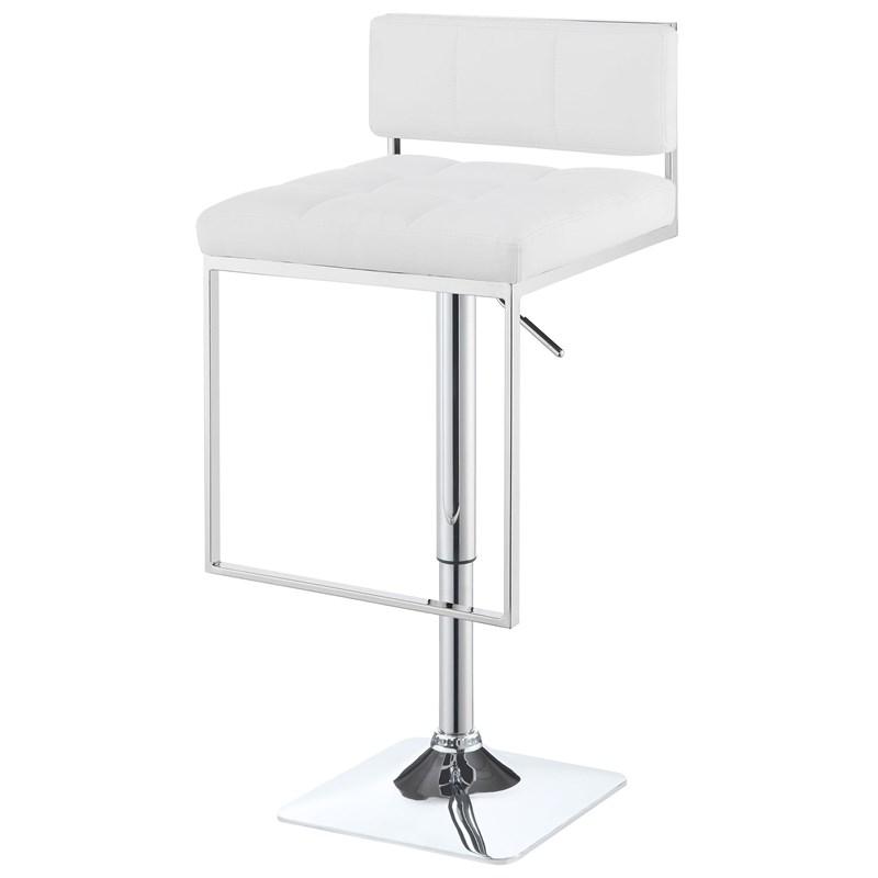 Large Picture of Coaster Furniture Alameda 100193 Adjustable Bar Stool - Chrome and White