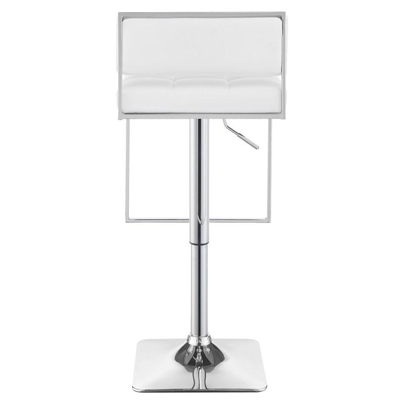 Large Picture of Coaster Furniture Alameda 100193 Adjustable Bar Stool - Chrome and White