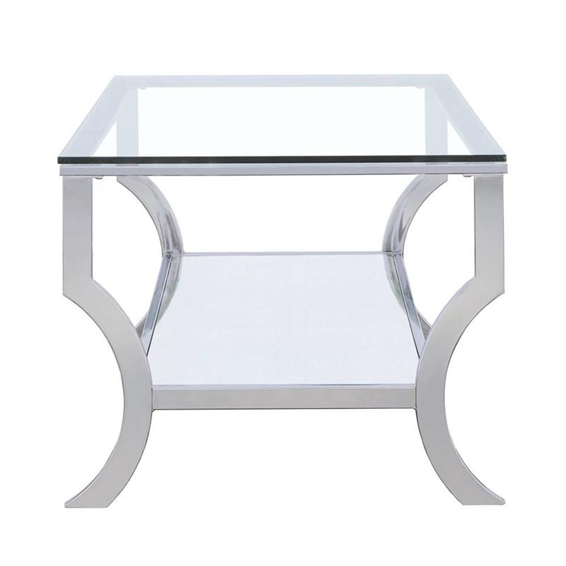 Large Picture of Coaster Furniture Saide 720338 Rectangular Glass Top Coffee Table - Chrome