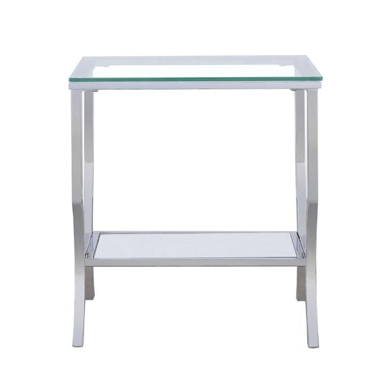 Large Picture of Coaster Furniture Saide 720337 Square Glass Top Side End Table - Chrome