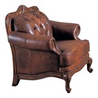 Coaster Furniture Victoria 500683 Full Leather Upholstered Rolled Arm Chair - Brown