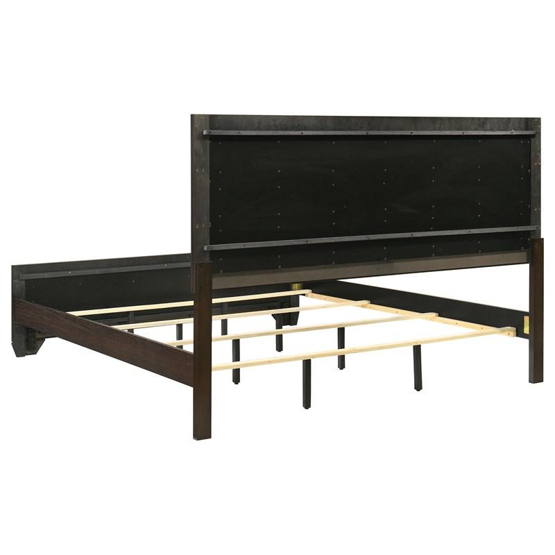 Large Picture of Coaster Furniture Kauffman 204391KE Wood Eastern King Panel Bed - Dark Cocoa