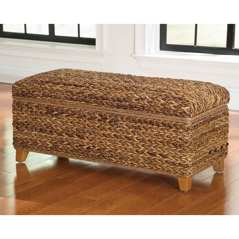Large Picture of Coaster Furniture Laughton 500215 Hand-Woven Banana Leaf Storage Trunk - Amber
