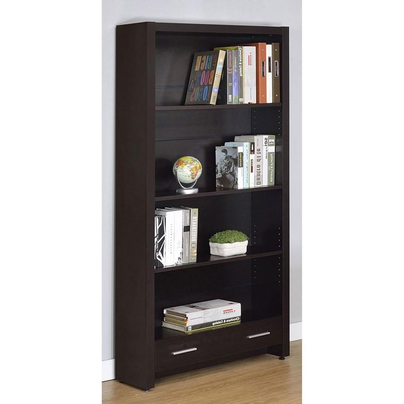 Large Picture of Coaster Furniture Skylar 800905 71-inch 5-shelf Bookcase with Drawer - Cappuccino