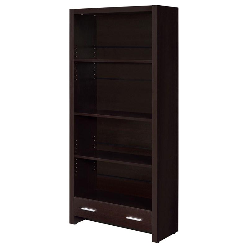 Large Picture of Coaster Furniture Skylar 800905 71-inch 5-shelf Bookcase with Drawer - Cappuccino