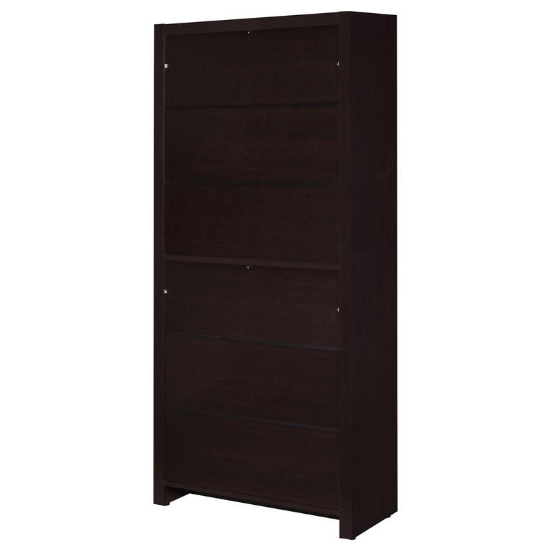 Large Picture of Coaster Furniture Skylar 800905 71-inch 5-shelf Bookcase with Drawer - Cappuccino