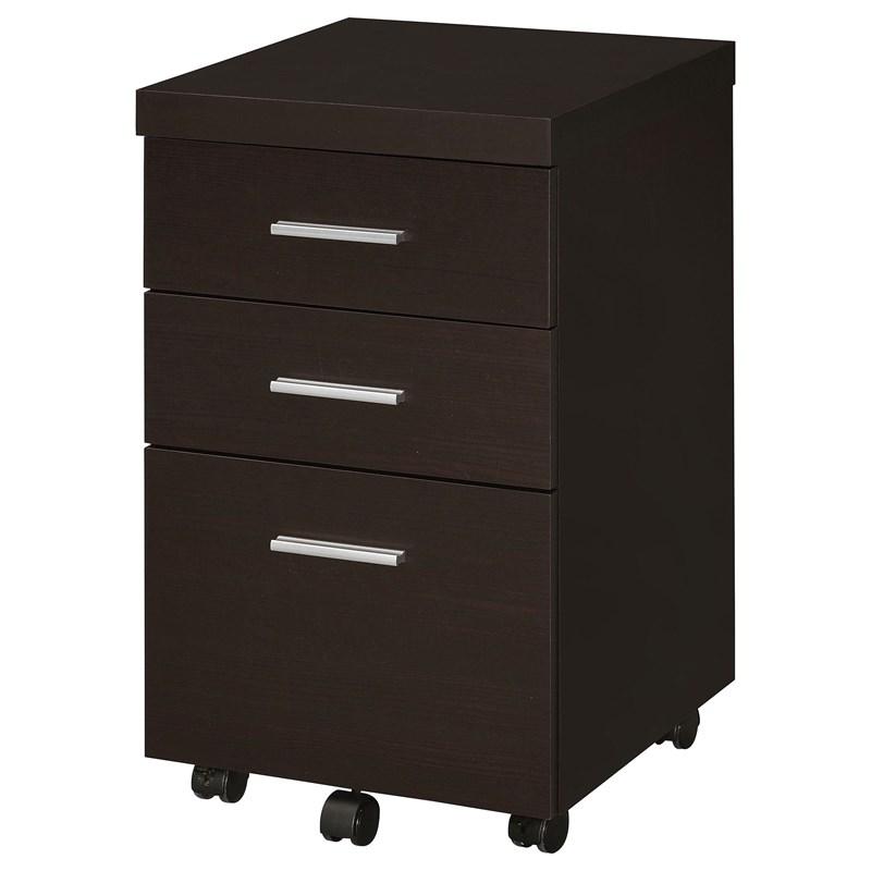Large Picture of Coaster Furniture Skeena 800903 3-Drawer Mobile Office Storage Cabinet - Cappuccino