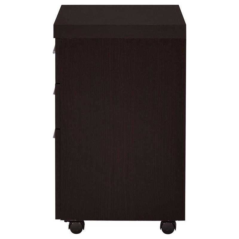 Large Picture of Coaster Furniture Skeena 800903 3-Drawer Mobile Office Storage Cabinet - Cappuccino