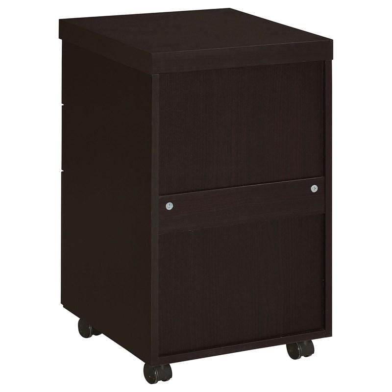 Large Picture of Coaster Furniture Skeena 800903 3-Drawer Mobile Office Storage Cabinet - Cappuccino